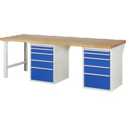 RAU 37511A8259B4M11 Werkbank 2500x900x890 10xSchub-TA lgr/ebl