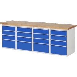 RAU 37510A5257B4M11 Werkbank 2500x700x890 16xSchub-TA lgr/ebl