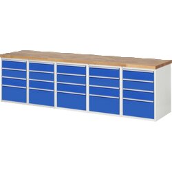 RAU 37510A6307B4M11 Werkbank 3000x700x890 20xSchub-TA lgr/ebl