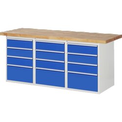 RAU 37510A4207B4M11 Werkbank 2000x700x890 12xSchub-TA lgr/ebl