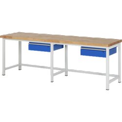 RAU 38001A1257B4H11 Werkbank 2500x700x840-1040 2xSchub-TA lgr/ebl