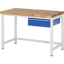 RAU 38001A1127B4H11 Werkbank 1250x700x840-1040 1xSchub-TA lgr/ebl