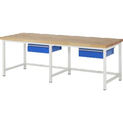 RAU 38001A1259B4H11 Werkbank 2500x900x840-1040 2xSchub-TA lgr/ebl