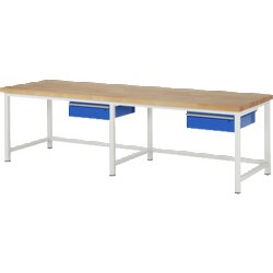 RAU 38001A1309B4H11 Werkbank 3000x900x840-1040 2xSchub-TA lgr/ebl