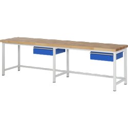 RAU 38001A1307B4H11 Werkbank 3000x700x840-1040 2xSchub-TA lgr/ebl