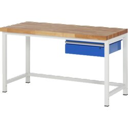 RAU 38001A1157B4H11 Werkbank 1500x700x840-1040 1xSchub-TA lgr/ebl