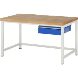 RAU 38001A1159B4H11 Werkbank 1500x900x840-1040 1xSchub-TA lgr/ebl