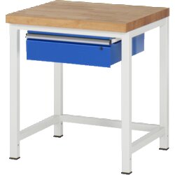 RAU 38001A1077B4H11 Werkbank 750x700x840-1040 1xSchub-TA lgr/ebl