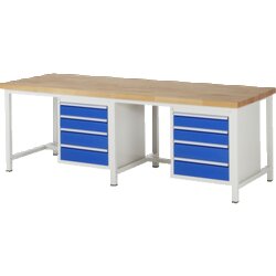 RAU 38162A1259B4H11 Werkbank 2500x900x840-1040 8xSchub-TA lgr/ebl