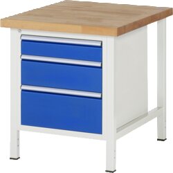 RAU 38159A2079B4H11 Werkbank 750x900x840-1040 3xSchub-TA lgr/ebl