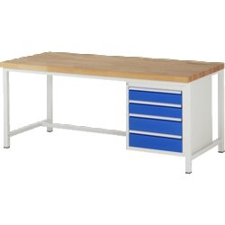 RAU 38162A1209B4H11 Werkbank 2000x900x840-1040 4xSchub-TA lgr/ebl