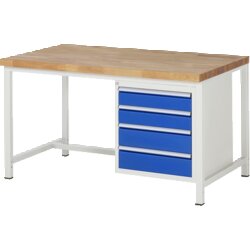 RAU 38162A1159B4H11 Werkbank 1500x900x840-1040 4xSchub-TA lgr/ebl