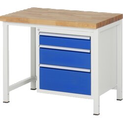 RAU 38159A1107B4H11 Werkbank 1000x700x840-1040 3xSchub-TA lgr/ebl
