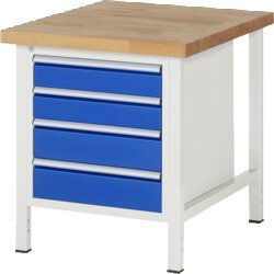 RAU 38162A2079B4H11 Werkbank 750x900x840-1040 4xSchub-TA lgr/ebl