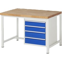 RAU 38162A1129B4H11 Werkbank 1250x900x840-1040 4xSchub-TA lgr/ebl
