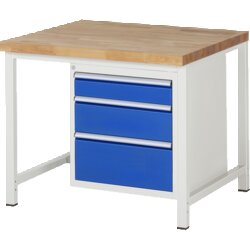 RAU 38159A1109B4H11 Werkbank 1000x900x840-1040 3xSchub-TA lgr/ebl