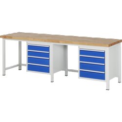 RAU 38162A1257B4H11 Werkbank 2500x700x840-1040 8xSchub-TA lgr/ebl