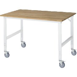 RAU 6625B10154LF12 Arb.Tisch 1500x1000x910-1230 fahrbar B-Platte 25mm lgr
