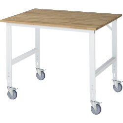 RAU 6625B10124LF12 Arb.Tisch 1250x1000x910-1230 fahrbar B-Platte 25mm lgr