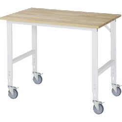 RAU 6625B80124LF12 Arb.Tisch 1250x800x910-1230 fahrbar B-Platte 25mm lgr