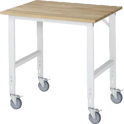 RAU 6625B80104LF12 Arb.Tisch 1000x800x910-1230 fahrbar B-Platte 25mm lgr
