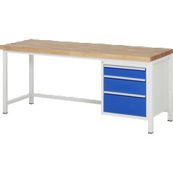 RAU 38159A1207B4H11 Werkbank 2000x700x840-1040 3xSchub-TA lgr/ebl