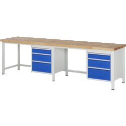 RAU 38159A1307B4H11 Werkbank 3000x700x840-1040 6xSchub-TA lgr/ebl