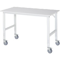 RAU 6625M80154LF12 Arb.Tisch 1500x800x910-1230 fahrbar M-Platte 22mm lgr