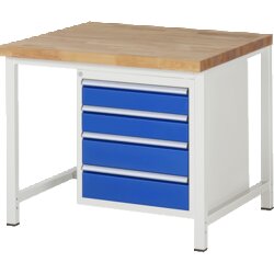 RAU 38162A1109B4H11 Werkbank 1000x900x840-1040 4xSchub-TA lgr/ebl