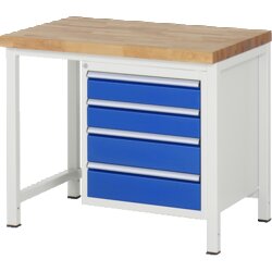 RAU 38162A1107B4H11 Werkbank 1000x700x840-1040 4xSchub-TA lgr/ebl