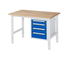 RAU 6625B8012KM0711 Arb.Tisch 1250x800x760-1080 4xSchub B-Platte 25mm lgr/ebl