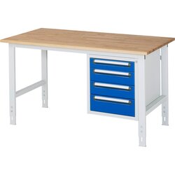RAU 6625B8015KM0711 Arb.Tisch 1500x800x760-1080 4xSchub B-Platte 25mm lgr/ebl