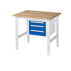 RAU 6625B8010KM0411 Arb.Tisch 1000x800x760-1080 3xSchub B-Platte 25mm lgr/ebl