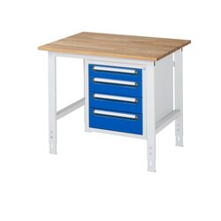 RAU 6625B8010KM0711 Arb.Tisch 1000x800x760-1080 4xSchub B-Platte 25mm lgr/ebl