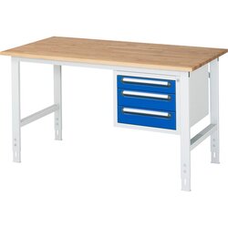 RAU 6625B8015KM0411 Arb.Tisch 1500x800x760-1080 3xSchub B-Platte 25mm lgr/ebl