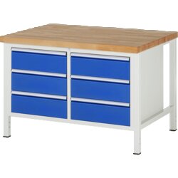 RAU 38473A2129B4H11 Werkbank 1250x900x840-1040 6xSchub-TA lgr/ebl