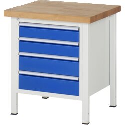 RAU 38162A2077B4H11 Werkbank 750x700x840-1040 4xSchub-TA lgr/ebl