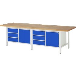 RAU 38468A2309B4H11 Werkbank 3000x900x840-1040 6xSchub-TA 2xTür lgr/ebl