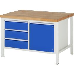 RAU 38468A2129B4H11 Werkbank 1250x900x840-1040 3xSchub-TA 1xTür lgr/ebl