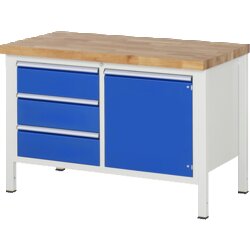 RAU 38468A2127B4H11 Werkbank 1250x700x840-1040 3xSchub-TA 1xTür lgr/ebl