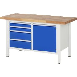 RAU 38470A2157B4H11 Werkbank 1500x700x840-1040 4xSchub-TA 1xTür lgr/ebl