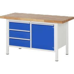 RAU 38468A2157B4H11 Werkbank 1500x700x840-1040 3xSchub-TA 1xTür lgr/ebl