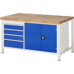 RAU 38905A2159B4H11 Werkbank 1500x900x840-1040 4xSchub-TA 1xTür lgr/ebl