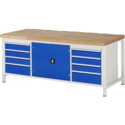RAU 38909A2209B4H11 Werkbank 2000x900x840-1040 8xSchub-TA 1xTür lgr/ebl