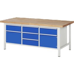 RAU 38568A2209B4H11 Werkbank 2000x900x840-1040 5xSchub-TA 2xTür lgr/ebl