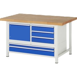 RAU 38932A2159B4H11 Werkbank 1500x900x840-1040 5xSchub-TA 1xTür lgr/ebl