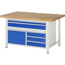 RAU 38922A2157B4H11 Werkbank 1500x700x840-1040 5xSchub-TA 1xTür lgr/ebl