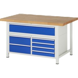RAU 38921A2159B4H11 Werkbank 1500x900x840-1040 7xSchub-TA lgr/ebl