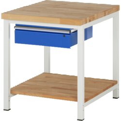 RAU 38001A7079B4H11 Werkbank 750x900x840-1040 1xSchub-TA lgr/ebl