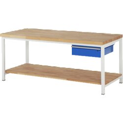 RAU 38001A7209B4H11 Werkbank 2000x900x840-1040 1xSchub-TA lgr/ebl